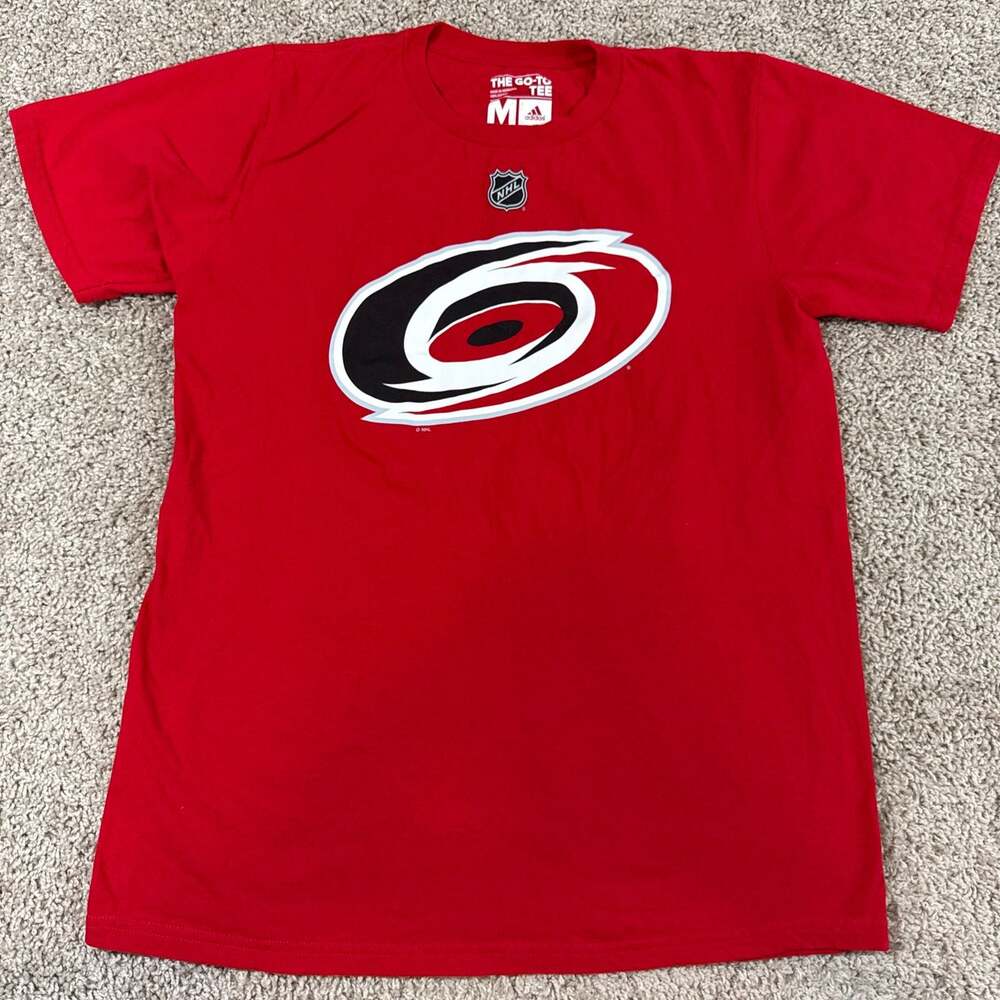 Adidas Carolina Hurricanes Jeff Skinner 53 NHL Go To Tee Shirt Mens M Red EUC